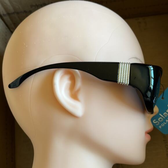 Solar Shield Fits Over Polarized Sunglasses Black Silver L - Picture 5 of 9